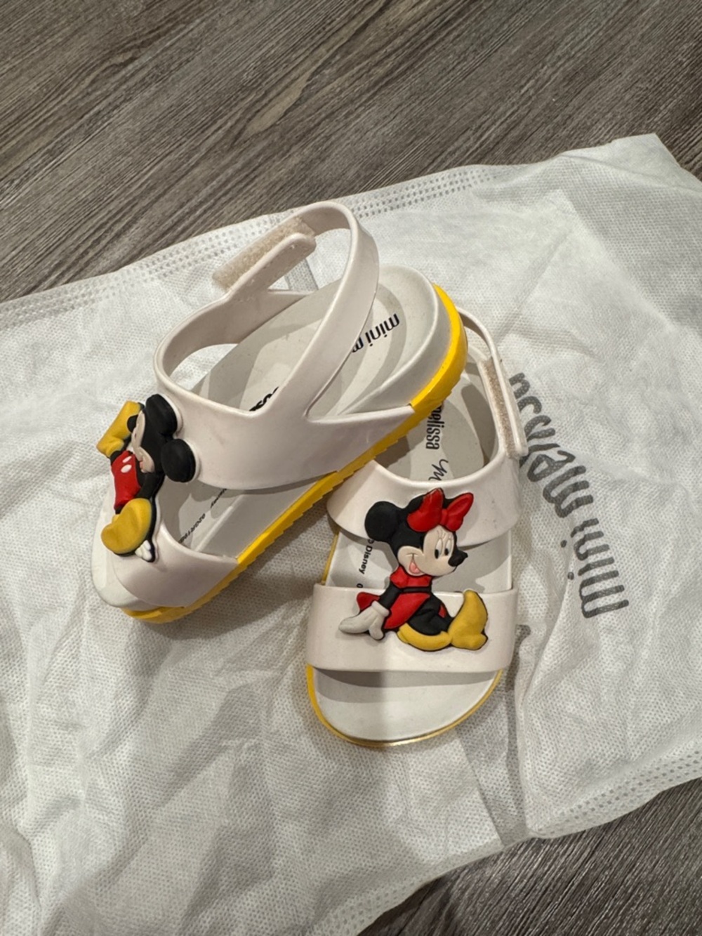 Mini Melissa White & Yellow Minnie Mouse Sandals